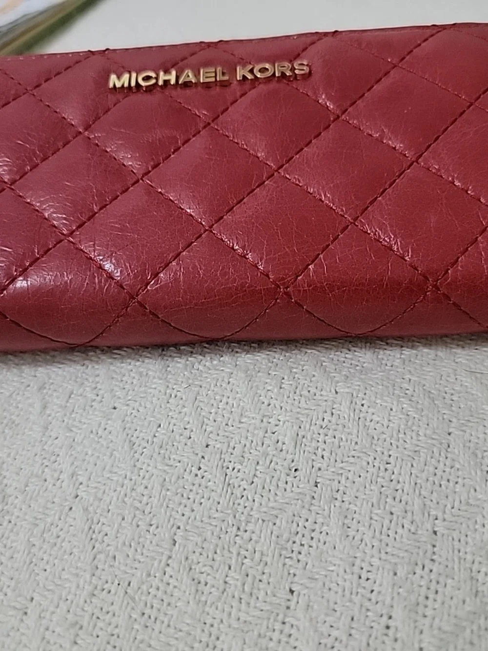Michael Kors Quilted Red Zip Wallet
